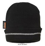 Portwest Knitted insulated beanie Hat Reflective Trim - B023 - Accessories Belts Kneepads etc - Portwest