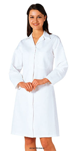 Portwest Ladies Food Industry Coat 1 Pocket - 2205 Catering & Hospitality Active-Workwear Perfect for the food industry, this coat offers a practical option for women. The coat features a concealed stud front and an internal chest pocket. The 2205 is designed with bust darts to help tailor this to a ladies fit. 