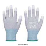 Portwest mr13 esd cut level c pu fingertip dipped work glove - 12 pack-a698 workwear gloves portwest active workwear