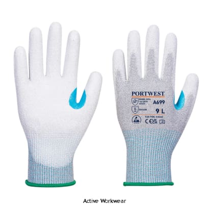 Portwest mr13 esd cut resistant level c pu palm glove - 12 pack-a699