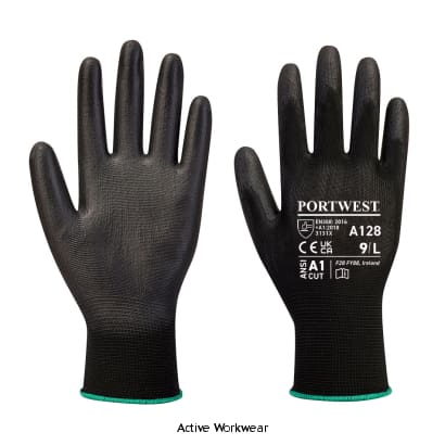 Portwest pu palm glove latex free work glove (12 pair pack)-a128