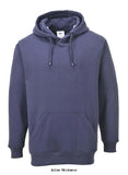 Navy Blue Portwest Roma Hoody (Hooded Sweatshirt) No Zip Over the head B302 Workwear Hoodies & Sweatshirts Active-Workwear This stylish and practical hoody hooded sweatshirt has a soft brushed inner lining for extra comfort. The polyester content ensures excellent durability. Design features include a large kangaroo pocket and self lined hood. Kangaroo pocket for ample storage Ribbed cuffs for warmth and comfort