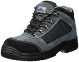 Portwest S1P Trekker Safety Work Boot Steel Toe and Midsole (Sizes 36-48)  - FW63  S1P Trekker boot in a workwear friendly colour combination of black/grey with breathable inner lining and closed eyelets. Cheap work trainer boot safety boot