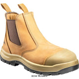 Portwest Safety Dealer boot Pull On Boot With Scuff Cap -FT71 Boots PortWest Active Workwear Constructed using full-grain Nukbuck leather, the elasticated gussets and front and back pull-tabs offers easy foot entry. This wide fitting boot features protective TPU scuff cap for excellent abrasion resistance.