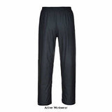 Portwest Sealtex Waterproof Over trousers - Black pants with white logo on the bottom, S451
