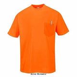 Portwest short sleeve pocket tee shirt enhanced visibility - s578 shirts polos & t-shirts active-workwear