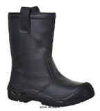 Portwest steelite safety black rigger boot scuff cap steel toe and midsole s3 - fw29 riggers active-workwear