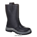 Portwest Steelite black leather safety boots with steel toe and midsole, sizes 38-48, FW12