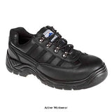 Black Portwest Steelite Safety Trainer shoe S1P Sizes 36-48 FW25 Trainers Active-Workwear Offers versatile fit and comfort in a stylish trainer design with excellent S1P protection. Durable dual density oil resistant antistatic outsole with steel toecap and midsole.