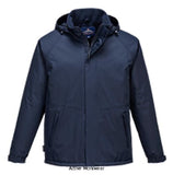 Navy Blue Portwest TK2 Limax Insulated Ripstop Waterproof Hooded Work Jacket - S505 Jackets & Fleeces Active-Workwear Using a waterproof rip-stop fabric, this jacket is a stylish addition to the TK2 range. With fleece lining and padded sleeves, it provides comfort and warmth as well as protection. Key features include pack-away hood, zipped pockets, hook and loop cuffs and print access for personalisation