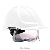 Portwest vented endurance retractable visor ratchet safety helmet with chin strap - pw55