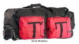Portwest Wheeled Large Multi-Pocket Travel KIt Bag (70L) - B908 Bags Active-Workwear A compact design with spacious interior, the Multi-Pocket Travel Bag offers a generous packing solution combined with a high degree of versatility. Features Sturdy inline wheel system Multiple side zip compartments for secure storage padded double straps for added support Robust base panel Telescopic handle Contrast Fabric 190T PA Coated