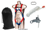 Safety 10m Fall Arrest 2 point Harness Roofing Kit - FP66 Miscellaneous Active-Workwear-2 Point Harness-Carabiner-12mm Detachable Rope Grab-10 metre Kernmantle Static Rope-Nylon Drawstring Bag