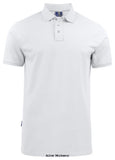 Stretchy Cotton Work Polo Shirt - White/Navy/Grey