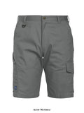 Grey Projob 2505 Mens service Work Shorts-642505 Workwear Shorts & Pirate Trousers Projob Active-Workwear No pleat service shorts. Side pockets, safety pocket with zipper on right side. Two exterior back pockets. Two leg pockets. Left leg pocket with inner flap pocket for secure smartphone storage. Right multi functional cargo pocket. D-ring in front. Loops under back pockets and leg pockets, Shell: 65% Polyester/35% Cotton, Weight: 245 g/m²