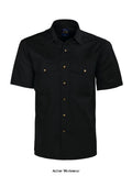Black Projob 4201 Short Sleeved Mens Work Shirt Stud Fastening -644201 Shirts Polos & T-Shirts Projob Active-Workwear Short-sleeved shirt with press-studs. Two large breast pockets with bellow pleat. Sleeves designed for optimal freedom of movement. Double yokes and two pleats in back. Material: 65% polyester, 35% cotton - 190 g/m2