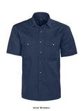 Navy Blue Projob 4201 Short Sleeved Mens Work Shirt Stud Fastening -644201 Shirts Polos & T-Shirts Projob Active-Workwear Short-sleeved shirt with press-studs. Two large breast pockets with bellow pleat. Sleeves designed for optimal freedom of movement. Double yokes and two pleats in back. Material: 65% polyester, 35% cotton - 190 g/m2