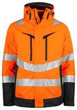 Orange Projob 6445 Hi Vis Functional Premium Jacket 3-In-1 En Iso 20471 Class 3/2-646445 Workwear Jackets & Fleeces Projob Active-Workwear Wind and waterproof jacket with removable inner jacket. Main jacket has got taped seams, two-way zipper at front with external wind flap to prevent wind draft as well as water leakage, press-stud closure. Transfer reflectors. Vertical breast pockets with waterproof zippers, left one with loop for ID-card holder. Spacious side pockets. Detachable hood