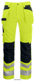 Projob 6531 high visibility work trousers with knee pad and tool pockets - class 2 safety