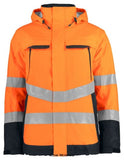 Orange Projob Premium Waterproof Padded Functional Jacket En 20471 Class 3-646441 Workwear Jackets & Fleeces Projob Active-Workwear Padded wind and waterproof shell jacket with taped seams. Two-way zip at front with flap to prevent wind draft as well as water leakage, press-stud closure. Double breast pockets, two with flap and Velcro closure and two with waterproof zippers. Loop for ID-card on the left side. Side pockets with zipper and fleece lining. Projob Hi Viz