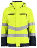 Yellow Projob Premium Waterproof Padded Functional Jacket En 20471 Class 3-646441 Workwear Jackets & Fleeces Projob Active-Workwear Padded wind and waterproof shell jacket with taped seams. Two-way zip at front with flap to prevent wind draft as well as water leakage, press-stud closure. Double breast pockets, two with flap and Velcro closure and two with waterproof zippers. Loop for ID-card on the left side. Side pockets with zipper and fleece lining. Projob Hi Viz