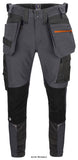 Grey Projob Stretch Men's Holster Pocket Kneepad trousers Waistpant Stretch-645550 Trousers Projob Active-Workwear Waistpants in full stretch for maximum freedom of movement and comfort. Modern fit. 4-way stretch over thighs and seat, 2-way stretch on the back side of knees and outside of lower leg. Ventilation openings with zippers along both leg sides with mesh lining, also ventilation in waist