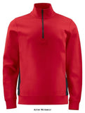 Red Projob Workwear 2128 Sweatshirt with Half Zip-642128 Workwear Hoodies & Sweatshirts Projob Active-Workwear Sweatshirt with short zipper at front. Rib-knitted hem and cuffs. Contrast colour at sides. Colour black/yellow-9910 has got contrasts in fluorescent fabric over shoulders for increased visibility.