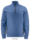 Blue Projob Workwear 2128 Sweatshirt with Half Zip-642128 Workwear Hoodies & Sweatshirts Projob Active-Workwear Sweatshirt with short zipper at front. Rib-knitted hem and cuffs. Contrast colour at sides. Colour black/yellow-9910 has got contrasts in fluorescent fabric over shoulders for increased visibility.