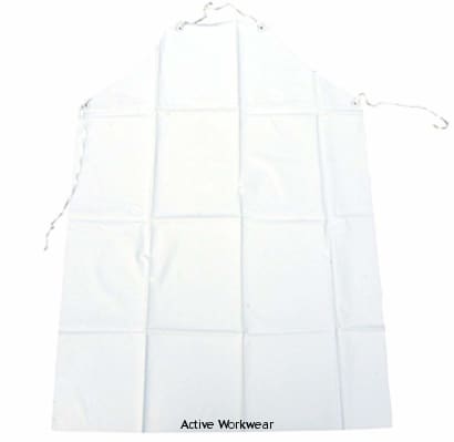 Pvc Heavyweight Work Apron White 48"X36" (Pack Of 10) - Pahww48 Disposable Clothing Active-Workwear , Waterproof, Durable & easy to clean, Plastic eyelets for adjustment and securing, Good resistance to fats and oils