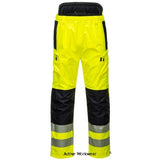 Yellow PW3 Hi-Vis Extreme Waterproof Work Trouser RIS 3279 Portwest PW342 Hi Vis Trousers Active-Workwear The PW342 Hi Vis Waterproof trousers are part of the innovative range of Portwest PW3 performance Workwear range This highly innovative PW3, waterproof and extremely breathable trouser boasts a multitude of useful features including Hi Vis Tex segmented reflective tape, secure zipped storage pockets, external kneepad pockets, rule pocket and extra-long side leg zips 
