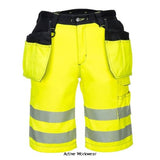 Yellow PW3 Hi-Vis Holster Pocket Elasticated Waist work Shorts Portwest PW343 Workwear Shorts & Pirate Trousers Active-Workwear The Pw343 High visibility work shorts form part of the Portwest PW3 range of Performance workwear Stylish and dynamic, the PW3 Hi-Vis Holster Shorts feature a modern fit for superb working comfort. Numerous pockets including detachable holster pockets, ID pocket, rule pocket and an easy access thigh pocket 