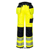 Yellow Black PW3 Hi-Vis Holster/Kneepad Pocket Work Trousers Class 2 Portwest T501 RIS 3279 Hi Vis Trousers Active-Workwear A thoughtfully designed, innovative PW3 hi-vis trouser featuring multi-functional holster pockets, top loading kneepad pockets and an easy access multiway thigh pocket for secure storage of phone, keys and tools. Oxford fabric reinforcement at key abrasion points and triple stitching throughout guarantees maximum durability. See also matching PW3 Vision H V Jacket- T500