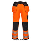 Orange PW3 Hi Vis Men's Stretch Holster Pocket Trousers RIS 3279 Portwest PW306 Trousers Portwest Active-Workwear Portwest PW3 Innovative hi-vis stretch trouser using high performing two-way stretch fabric to give maximum range of movement when working. Clever features include multi-functional holster pockets, top loading kneepad pockets and an easy access multi-way thigh pocket for secure storage of phone, keys and tools. Oxford fabric reinforcement at key abrasion points and triple stitching 