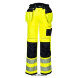 Yellow PW3 Hi Vis Men's Stretch Holster Pocket Trousers RIS 3279 Portwest PW306 Trousers Portwest Active-Workwear Portwest PW3 Innovative hi-vis stretch trouser using high performing two-way stretch fabric to give maximum range of movement when working. Clever features include multi-functional holster pockets, top loading kneepad pockets and an easy access multi-way thigh pocket for secure storage of phone, keys and tools. Oxford fabric reinforcement and triple stitch 2 stretch fabric