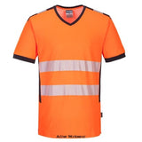 PW3 Hi Vis V-Neck Tee Shirt Short Sleeve Segmented RIS 3279 Portwest PW310 Shirts Polos & T-Shirts Portwest Active-Workwear Designed for maximum comfort and breathability, this Cotton Comfort t-shirt offers excellent freedom of movement due to its segmented Hi Vis Tex Pro tape design. Lightweight, stylish and breathable, this t-shirt has ventilating mesh panel inserts which allow air to circulate. Moisture wicking fabric helping to keep the body cool and dry, High cotton content for superior comfort