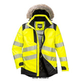 Yellow PW3 Hi Vis Winter Warm waterproof Parka Jacket RIS3279 Portwest PW369 Workwear Jackets & Fleeces Portwest Active-Workwear This thoughtfully designed insulated winter parka jacket combines durable 300D Oxford polyester fabric with a modern fit and stylish look. Ideal for extreme cold weather conditions, this jacket provides excellent thermal insulation with heavyweight Insulatex lining. Outstanding features