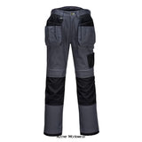 Grey PW3 Urban Holster Kneepad Rugged Work Trousers Portwest T602 Trousers Active-Workwear Rugged PW3 Holster pocket work trouser made from Kingsmill polyester/cotton 300g fabric with a modern fit and adjustable leg length. Packed full of features to offer superb function and performance including; top loading pre-shaped knee pad pockets, triple stitched seams, crotch gusset to reduce stress and prevent seam failure