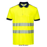 Yellow/Black PW3 Vision Segmented Hi-Vis Cotton Comfort Polo Shirt RIS 3279 T180 Hi Vis Tops Active-Workwear The Portwest Vision PW3 Polo shirt is constructed from premium breathable Cotton Comfort fabric combined with Hi Vis Tex Pro tape, this polo shirt offers excellent comfort and movement. It features a loop at the placket ideal for attaching glasses/pens. Features Moisture wicking fabric helping to keep the body warm, cool and dry Lightweight flexible HiVis Tex Pro segmented reflective tape