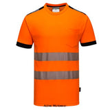 PW3 Vision Segmented Hi Vis Tee Shirt with Pocket RIS 3279 Portwest T181 Hi Vis Tops Active-Workwear Constructed using premium Hi Vis Tex Pro tape, this Portwest Vision Cotton Comfort t-shirt offers excellent freedom of movement due to its segmented tape design. Lightweight, stylish and breathable, this t-shirt is the perfect choice. Moisture wicking fabric