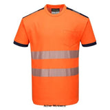 Orange PW3 Vision Segmented Hi Vis Tee Shirt with Pocket RIS 3279 Portwest T181 Hi Vis Tops Active-Workwear Constructed using premium Hi Vis Tex Pro tape, this Portwest Vision Cotton Comfort t-shirt offers excellent freedom of movement due to its segmented tape design. Lightweight, stylish and breathable, this t-shirt is the perfect choice. Moisture wicking fabric helping to keep the body warm, cool and dry Lightweight flexible Hi Vis
