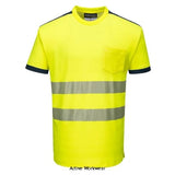 Yellow PW3 Vision Segmented Hi Vis Tee Shirt with Pocket RIS 3279 Portwest T181 Hi Vis Tops Active-Workwear Constructed using premium Hi Vis Tex Pro tape, this Portwest Vision Cotton Comfort t-shirt offers excellent freedom of movement due to its segmented tape design. Lightweight, stylish and breathable, this t-shirt is the perfect choice. Moisture wicking fabric helping to keep the body warm, cool and dry Lightweight flexible Hi Vis