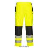 Yellow PW3 Women's Hi Vis waterproof Rain Over Trouser Pants RIS 3279 Portwest PW386 Trousers Portwest Active-Workwear The PW3 Ladies H V Trouser with its genuine female fit, modern design and rugged 300D oxford weave fabric, this over trouser will keep the wearer looking great while also remaining visible, warm and dry. Clever features include multiple secure zipped pockets, reinforced knees