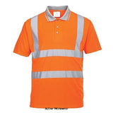 Orange Rail Hi-Vis short sleeve Orange Polo Shirt RIS 3279 Portwest RT22 Hi Vis Tops Active-Workwear Perfect for warm weather, the Portwest RT22 polo shirt has a stylish contrasting grey collar ensuring dirt and stains are less noticeable and features HiVisTex reflective tape to keep you visible and safe. Breathable fabric to draw moisture away from the body keeping the wearer cool, dry and comfortable Quality wicking fabric