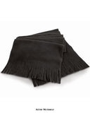 Black Result Active Fleece Tassel Scarf-R143X Hats Caps & Gloves Active-Workwear Extra long design - 155 x 25 cms, Tassels to each end, Extremely warm, Unisex product. Decoration process: embroidery & flock transfer