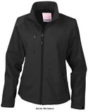 Black Result Core Ladies 2 Layer Base Softshell Jacket Womens-R128F Jackets Gilets & Fleeces Active-Workwear has Soft shell technology with water repellent, breathable, wind resistant and comfort fit. 210g/m² 2 layer bonded fabric, Outer-Layer: 93% Polyester and 7% Elastane, Inner-Layer 100% Polyester, Soft athletic 2 way stretch fabric, Comfort fit