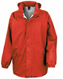Red Result Core Midweight Waterproof hooded Long Work Jacket-R206X Workwear Jackets & Fleeces Active-Workwear Waterproof 2000mm, Windproof, Fully taped seams, High collar design. Full front zip fastening with storm flap. 2 front pockets. Inside pockets. Fully elasticated cuffs. Long fit Waterproof Windproof Mid Weight Fully Taped waterproof seams High collar design Concealed 3 panel
