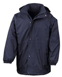 Navy Blue Result Reversible Fleece Lined Stormdri Waterproof Jacket-R160X-Workwear Jackets & Fleeces Active-Workwear Outer layer: 200g/m² StormDri 4000 Polyester with PVC coating Reverse: 280g/m² active fleece by Result® 100% Polyester Anti pilling fleece   Waterproof (4,000mm) Windproof Reversible Double stitched taped seams Concealed hood in collar with drawcord adjuster Reversible full front zip fastening 4 side pockets (2 on each reversible side) Elasticated cuffs Stud closing storm flap