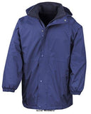 Royal Blue Result Reversible Fleece Lined Stormdri Waterproof Jacket-R160X-Workwear Jackets & Fleeces Active-Workwear Outer layer: 200g/m² StormDri 4000 Polyester with PVC coating Reverse: 280g/m² active fleece by Result® 100% Polyester Anti pilling fleece   Waterproof (4,000mm) Windproof Reversible Double stitched taped seams Concealed hood in collar with drawcord adjuster Reversible full front zip fastening 4 side pockets (2 on each reversible side) Elasticated cuffs Stud closing storm flap