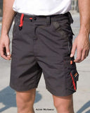 Result Workguard Technical Work Shorts (Multi Pockets & Windproof) - R311X Shorts & Pirate Trousers Active-Workwear Contrast fabric: 210g/m² 100% Polyester Front zip with rivet fastening 2 side pockets Left thigh phone pocket Cargo multi use tool pocket Elasticised waistband Rear pockets Belt loops Reinforced seams with bar tacked pockets and stress points Triple stitched seams Decorative reflective piping Comfort fit