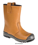 Tan Rigger Safety Boot S1P Scuff Cap Steel Toe and Midsole Sizes 38-48 Portwest FW13 Riggers Active-Workwear Outstanding rigger style with fur lining and added scuff cap for longevity of the boot. Steel toecap and midsole dual density antistatic and oil resistant outsole. Ideal for those working in cold conditions. CE certified Protective steel toecap Steel midsole 